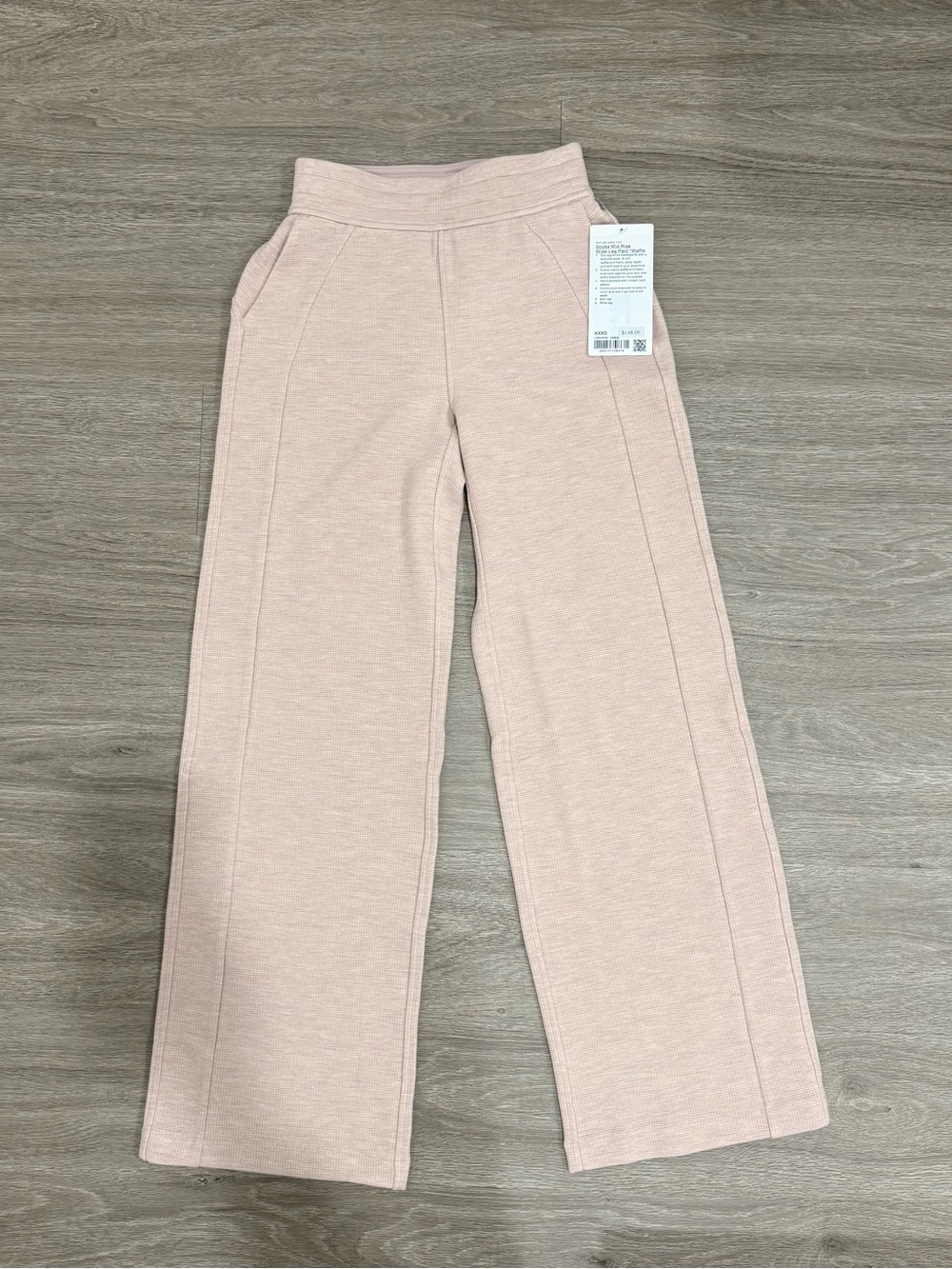 NWT Scuba WAFFLE Wide Leg Mid Rise Pant Heathered Mink Berry XXXS